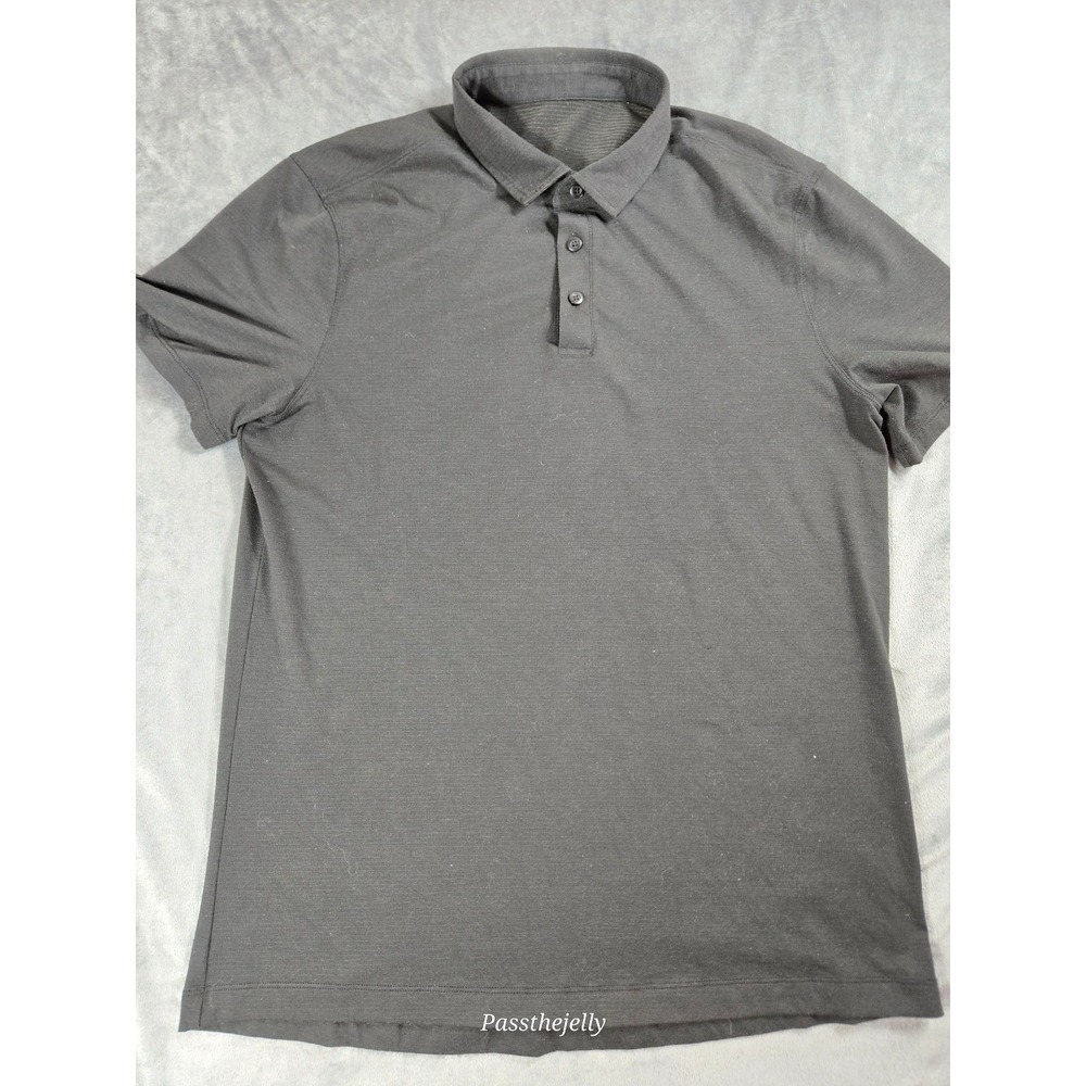 Lululemon Shirt Mens Small Polo Outdoors Golf Lightweight‎ Black Tech Evolution